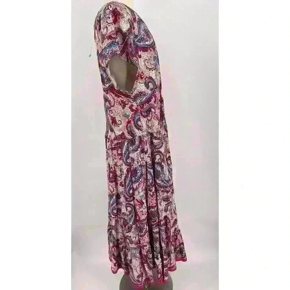Soft Surroundings Kara Maxi Dress Size 3X Short Sleeve Paisley Tiered Skirt NWT - Picture 8 of 11